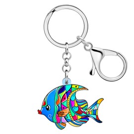 TIZURO Acrylic Clownfish Keychains Tropical Anemonefish Deep Sea Ocean Animals Backpack Keys Keyring Jewellry For Women Charms (Blue)