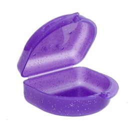 Glitter Gum Shield Case - Mouthguard Box for Ortho Retainers, Sports Dental Appliances, Dentures, Gumshield & More (Glitter Purple)