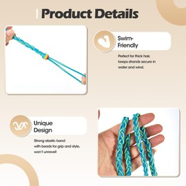 sport spiral tide ponytail tail braid holder elastic hair ties, women girls No Damage braided wrap around Hair Ties Scrunchies for long Thick Curly Thin Fine hair for swimming Diving 35"