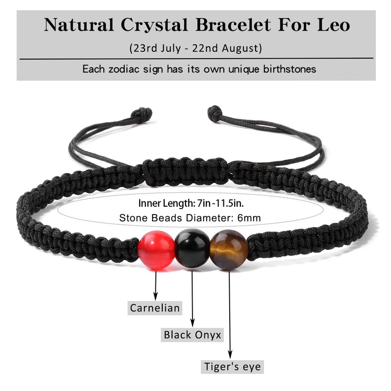 GolbalJew 12 Constellations Crystal Leo Zodiac Bracelets for Women Healing