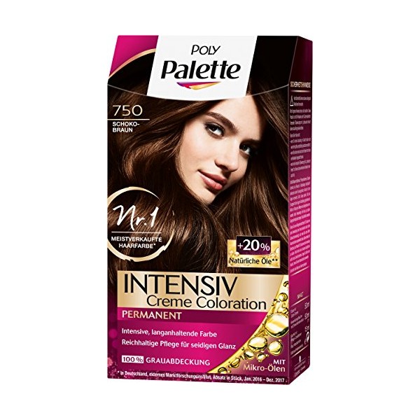 Poly Palette Intensiv Creme Coloration, 750 Schokobraun Stufe 3, 3er