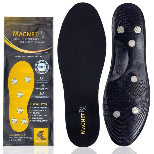 MagnetRX® Magnetic Insoles - Gel Comfort Insoles with Magnets - Orthopaedic Insoles - Ideal for Plantar Fasciitis & Pain Relief (Men: EU 41-46/ US 7-12)