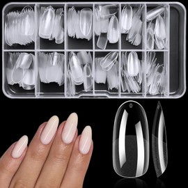 EternalClassic 240pc Oval Almond Gel Nail Tips Medium Fake Nails, Clear Acrylic Nails Oval Soft Gel Nail Tips for Artificial Nail Extension, Press on Nails Making