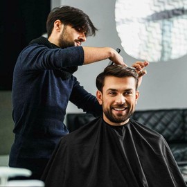 Black Unisex Hairdressing Gown Hair Cutting Cape Barber Salon Chic Equipment