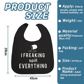 YMTWSRY Bibs for Adults, Seniors, Reusable, Washable Bib for Adults, Waterproof Bib, Funny Adult Bibs are Great Retirement Gifts for Seniors, black