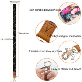VEXMOTT Wrist Neck Lanyard Key Chain Strap Keychain Holder (White Flower, Neck Lanyard)