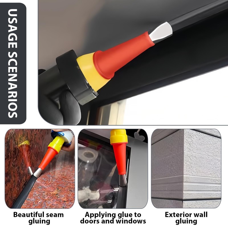 Caulking Tool Kit, Rubber Caulking Kit Reusable Caulking Nozzle Applicator