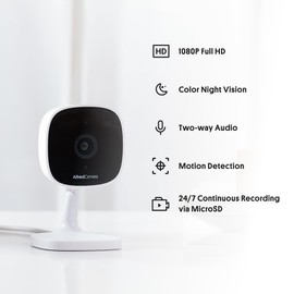 AlfredCamera Überwachungskamera Innen- Babyfon/Haustierkamera - Full HD 1080P, Nachtsicht, Weitwinkelansicht, Daueraufzeichnung und Bewegungserkennung - Funktioniert App 2.4GHz