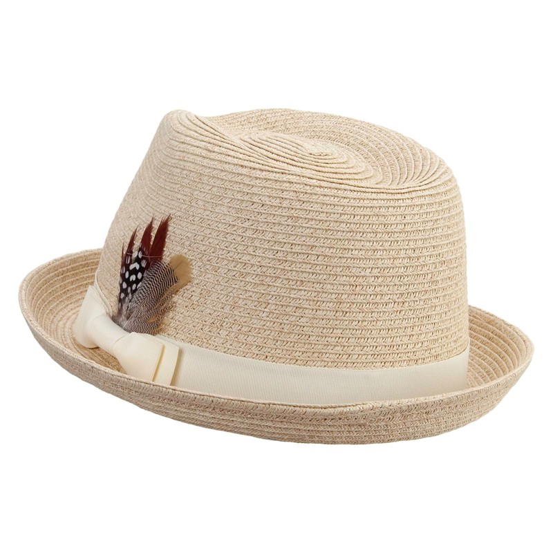 Men's Paper Braid Fedora Hat - Sand Heather L