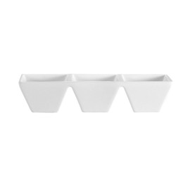 CAC China CTY-77 Citysquare 9-Inch by 3-Inch by 2-Inch 10.5-Ounce Super White Porcelain 3 Divided Square Bowl, Box of 24