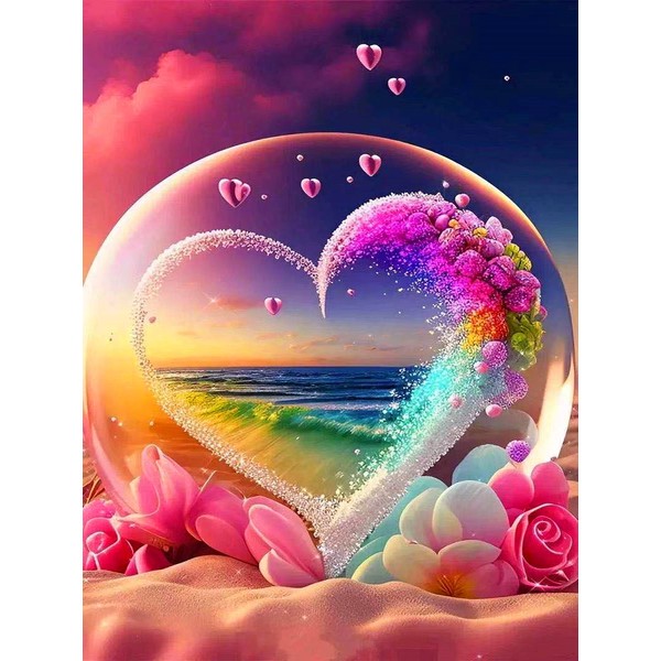 YWKJDDM 5D Diamond Painting Kit for Adults, Painting by Numbers DIY Full Drill Embroidery Picture, Diamond Art Painting for Festival Gifts Home Office Room 30 x 40 cm Love Your Heart