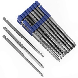 XtremepowerUS Extra Long Security Power Bit Set 32 Piece 1/4" Shank, 6" Length Premium S2 Steel w/Holder