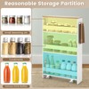 CHEFJOY 4-Tier Slim Rolling Storage Cart, Wooden Kitchen Utility Cart
