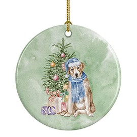 Christmas Yellow Labrador Retriever Ceramic Ornament