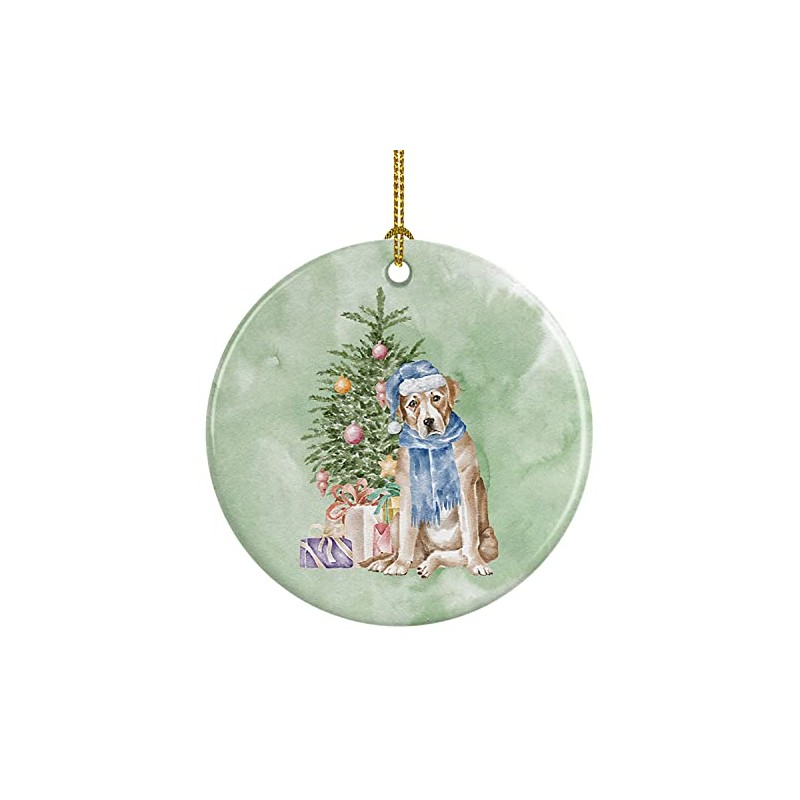 Christmas Yellow Labrador Retriever Ceramic Ornament