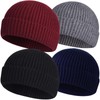 ROYBENS 4pcs Wool Fisherman Beanies for Men, Knit Short Watch