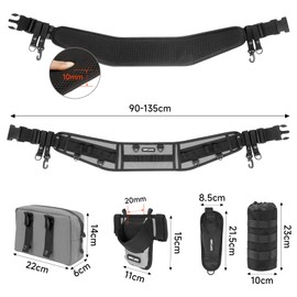 SAN LIKE Fishing Belt with Rod Holder Multifunctional Fishing Waist Belt with Tackle Bag Plier Holder Bottle Holder Storage Pouch Fishing Belt Wading Belt Fishing Tackle Storage Adjustable 90-135cm