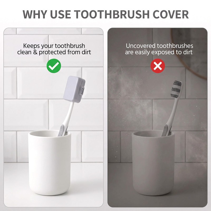 Inxens Toothbrush Covers, 1.65 Inch Travel Toothbrush Head Protector Caps,