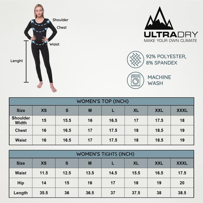 Ultra Dry Conjunto de ropa interior térmica para mujer; capa