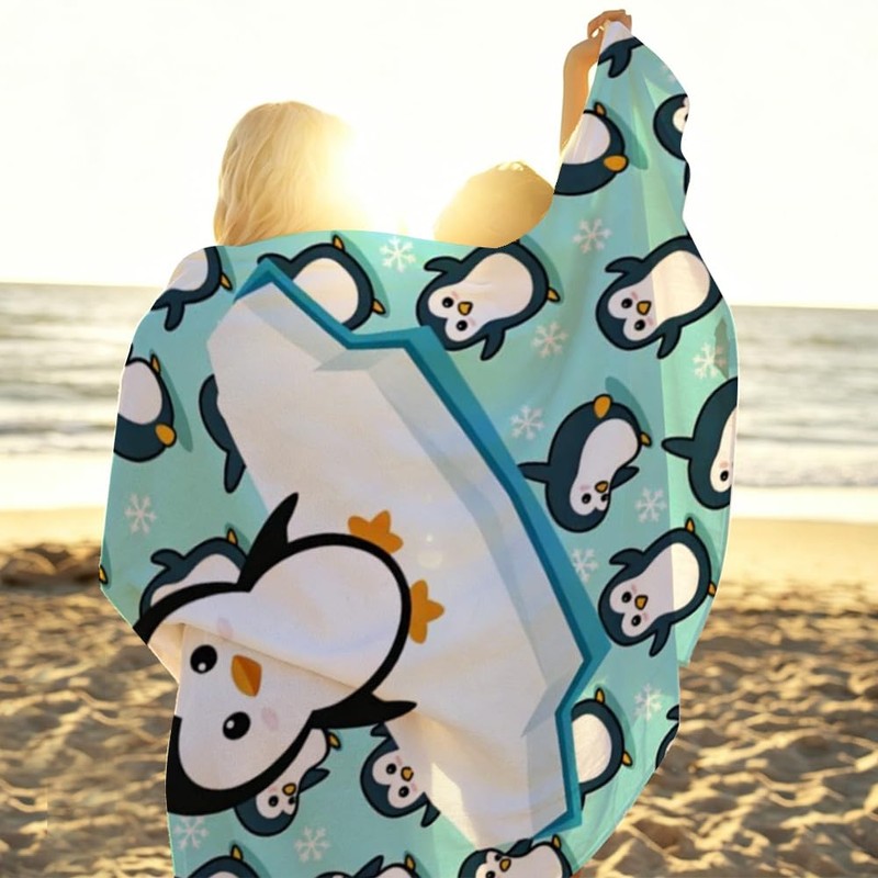 VorPrillynt Penguin Towel Beach Swimming Towels Penguin Bath Towel Microfibre
