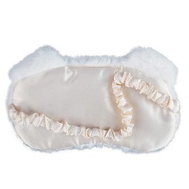 Ulbemoll Cute Sleeping Mask, White Dog Soft Plush Fluffy Sleep Mask Funny Cartoon Puppy Lightweight Blindfold Novelty Eye Cover Eyeshade Shade for Kids Girls and Adult Travel (White)