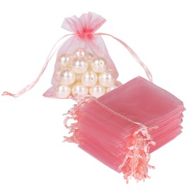 HRX Package HRX Package Blush Pink Organza Bags 3x4 inch 100pcs, Mesh Gift Bags Jewelry Pouches Drawstring Empty Sachet for Shower Party Favor Present Giveaways