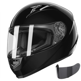 GLX GX11 Compact Motorcycle Helmet - Black, Small - Full Face w/ Tinted Visor, DOT Approved