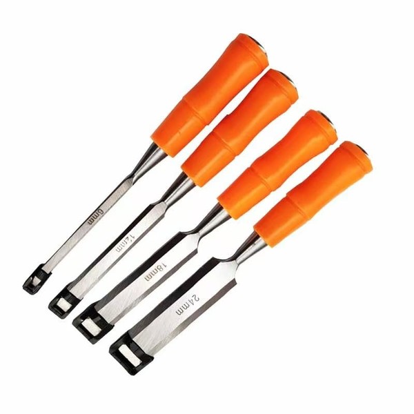 4-piece wooden chisel set，A woodworking chisel with a comfortable grip