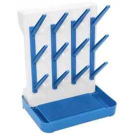 Ariseno Baby Bottle Drying Rack, Vertical Space Saving Countertop Holder - Large Capacity for 12 Bottles, Pump Parts, Pacifiers, Brushes, Sippy Cups - BPA-Free, Baby Accessories Organizer - Blue