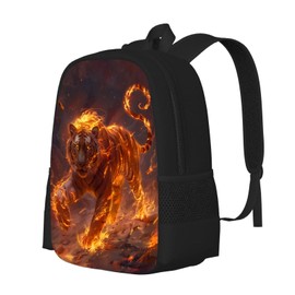 FREE LION Tiger Backpack for Kids, Cool Fire Tiger School Backpack, Animal Print Boys Girls Backpack, 17 Inch Large Elementary Middle High School Backpacks for School & Travel, Colorful Sparkle