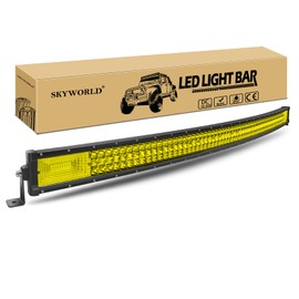 SKYWORLD 52 inch 675W LED Light Bar, Curved Triple Row 7D Yellow Amber Flood Spot Combo Beam Off Road Work Driving Fog Lights for Polaris Rzr Car ATV UTV SUV Truck Boat Vehicles 4x4 12V 24V