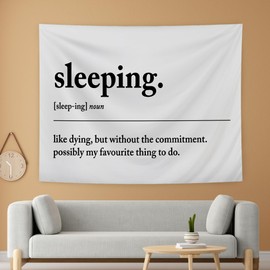 LUVADIAN Tapestry for Bedroom Funny - Sleeping Definition Wall Hanging for Women Men, Master Bedroom Decor, Guest Room Wall Decor, 50x60 Inches