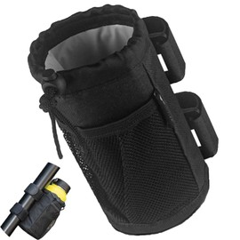 Ginhkok Bicycle Drink Holder Bike Bottle Holder Bottle Cage Drink Holder Handlebar Bag Water Bottle Holder PET Bottle Holder Insulated Angle Adjustable Portable Storage with Mesh Pocket 360 Degree