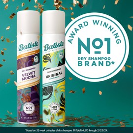 Batiste Dry Shampoo Limited Edition Holiday Gift Set Duo, Velvet Mocha & Original Scent, Refreshes Hair, Removes Oil & Grease, 7.62 Oz, 2 Pack