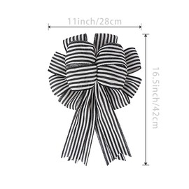 Large Black White Stripe Gift Bows Burlap Wreaths Bows Christmas Tree Topper for Wedding Holiday Birthday Party Decoration