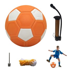 ZOYDP Curve Ball 8.27 Inch Children's Football Size 5 with Pump, Air Needle, Mesh Bag, EVA Rubber Curve Ball, Curve Ball Football for Children, Football Training, Indoor, Outdoor (Orange, White)