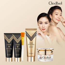 2 Clédbel Gold Lifting Packs + 1 Serum (90ml) + 1 Snail Cream + 1 Brush / 끌레드벨 골드리프팅팩 본품2+세럼90ml1+스네일크림1+브러쉬1