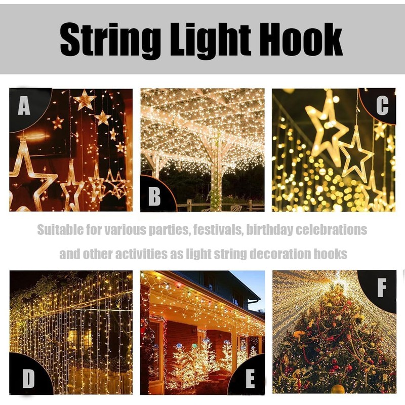 MengMain 180Pcs Gutter Light Hook,Galvanized Gutter Hook Clip,Gutter Light Hangers
