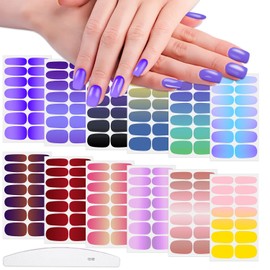 WOKOTO 12 Sheets Ombre Gradient Nail Wraps for Women Nail Art Strips with Nail File Kit Solid Gradient Nail Polish Strips Stick On Nails Polish Stickers Full Nail Wraps Nail Art Decals Color Sheets