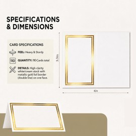 110Pcs Blank Tent Place Cards, 2*3.5 Inch Table Setting Name Seating Labels