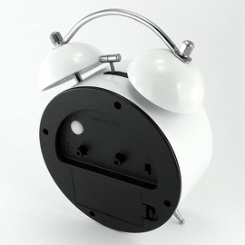 MPM Quality Design Metal Alarm Clock in Trendy Pastel Colours, White, 3D Dial, Quartz Movement Sweep, Light Function, Analogue, Classic Ringing, Wakes Up Even the Biggest Sleepers