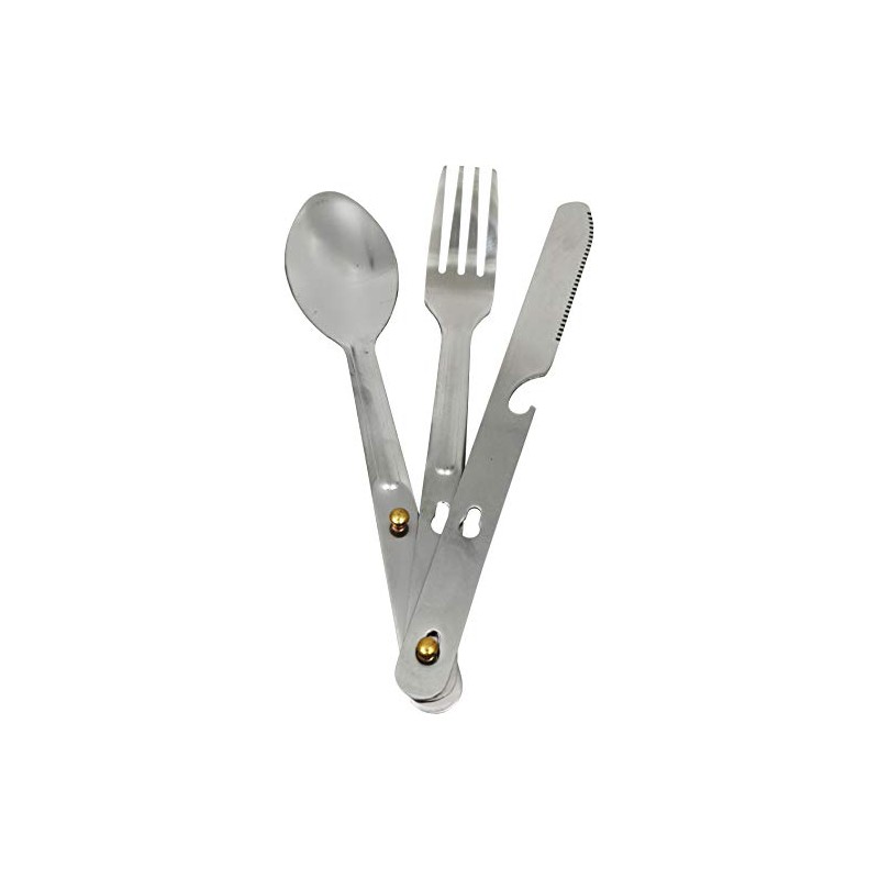 CAO 3 Piece Stainless Steel Cutlery Set with Clip Camping