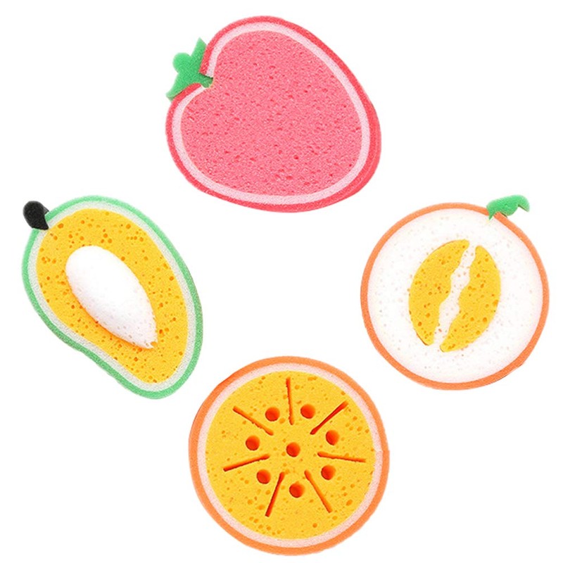 LIFKOME 3sets Fruit Shape Dish Sponge Kitchen Cleaning Sponges Scrub