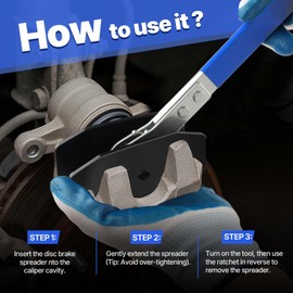 Brake Caliper Compression Tool, Caliper Piston Compressor Tool with 4 Heavy-Duty Calipers Hooks & 2 Gloves, 4-in-1 Universal 360° Ratcheting System for Single Twin Quad Piston, Car Brake Repair