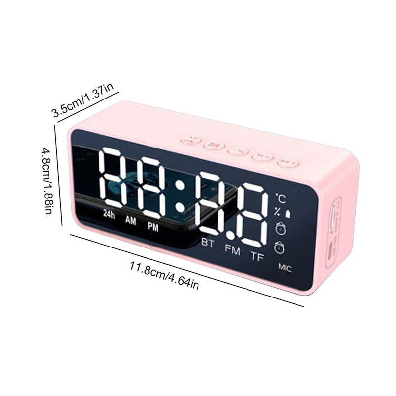 Digital Alarm Clock with BT Speaker, Mirror LED Display Clock