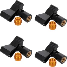Lovgrin 4pcs Universal Mic Clips for Stands, Microphone Clip Holder with 4pcs 5/8" Male to 3/8" Female Screw Adapters Adjustable Mic Holder Clamp for Wireless