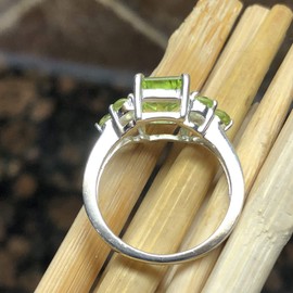 Natural 4ct Green Peridot 925 Solid Sterling Silver Ring Size 5, 6, 7, 8, 9
