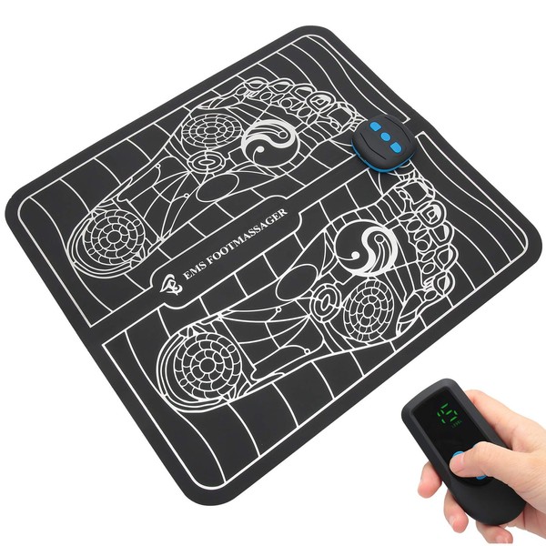 Electric Foot Massager, USB EMS Foot Massager Mat Foot Circulation Muscle Stimulator for Men Women, 6 Modes, 15 Intensity Levels - Remote Control