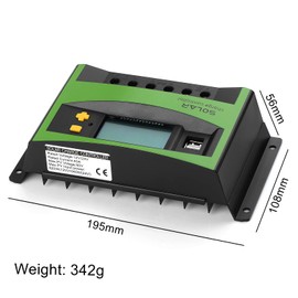 driver de carga solar de 12 V/24 V Controladores de carga para paneles solares Regulador automático inteligente con LCD PWM y visualización de puerto USB dual (40 A)