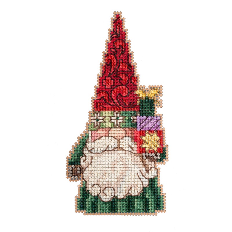 Mill Hill Gnome Holding Gifts Counted Cross Stitch Ornament Kit